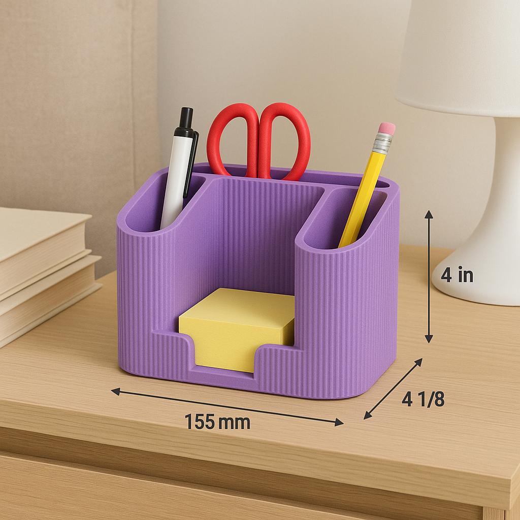 Minimalist Desk Organizer | Modern Stationery Holder | 3D Printed Pen & Note Caddy