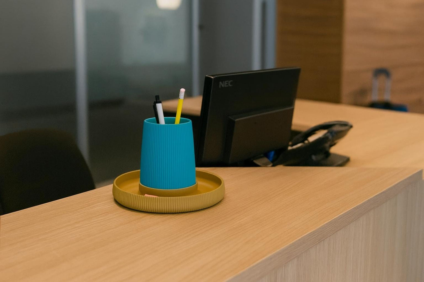 Desk Organizer with Pen Holder: Modern Office Storage home office and reception holder.