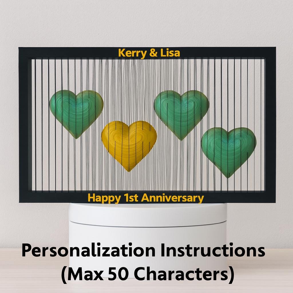 Personalized Heart Anniversary Gift Custom Names & Message Unique Romantic Home Décor Couples Keepsake