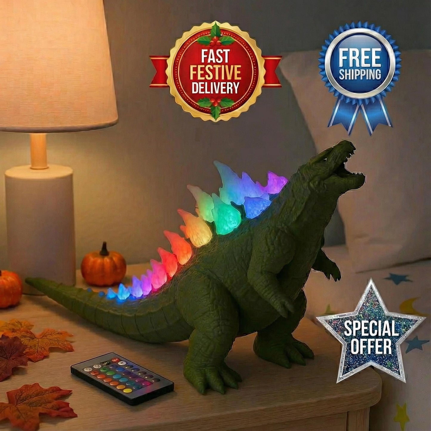 Godzilla Night Light 3D Printed Colour Changing LED Kaiju Lamp with Remote  Monster Movie Desk Décor  Unique Gamer Gift for Him