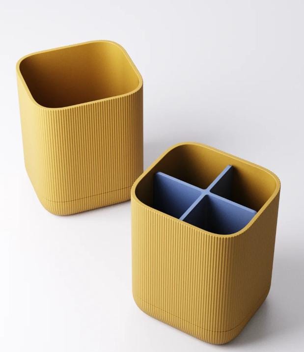 Modern Toothbrush Holder – Modular 4-Compartment Bathroom Organizer | Integrated Drip Tray | Minimalist Ribbed Design