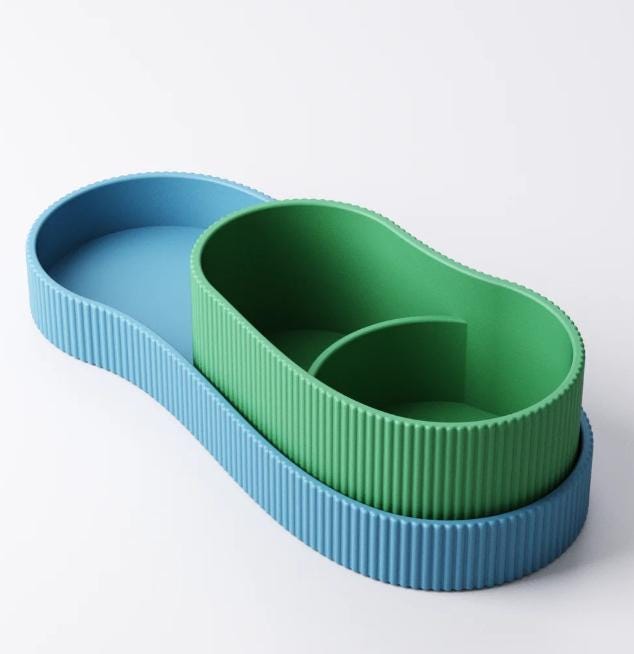 Modern Ribbed Desk Organizer Set: Minimalist Desktop Storage pen holder desk storage clutter remover tidy and modular.