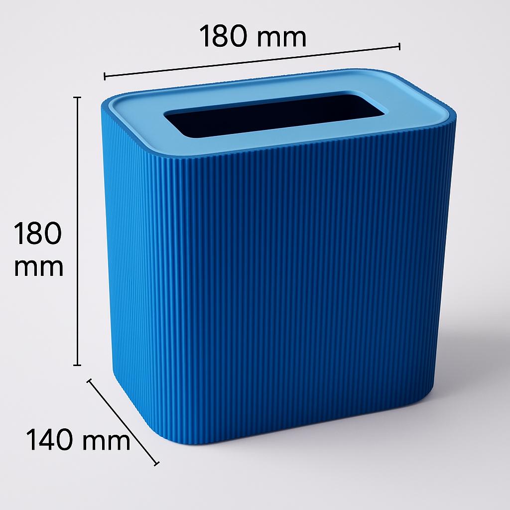 Minimalist Blue Desk Bin: Modern Office Wastebasket