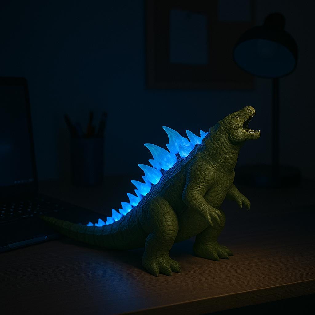 Godzilla Night Light 3D Printed Colour Changing LED Kaiju Lamp with Remote  Monster Movie Desk Décor  Unique Gamer Gift for Him