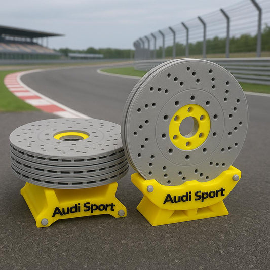 Audi Brake Disc Inspired Coasters | Car Enthusiast Gift | 3D Printed Auto Décor | Motorsport Home Accessory | Unique Gearhead Drink Coasters