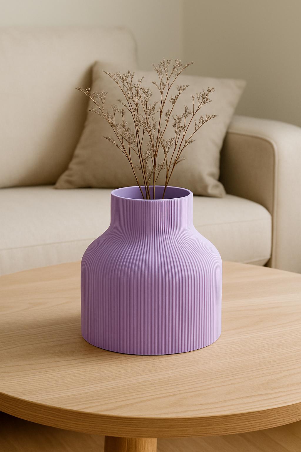 Ribbed Vase: Modern Minimalist Home Décor custom colours and unique table ornament.