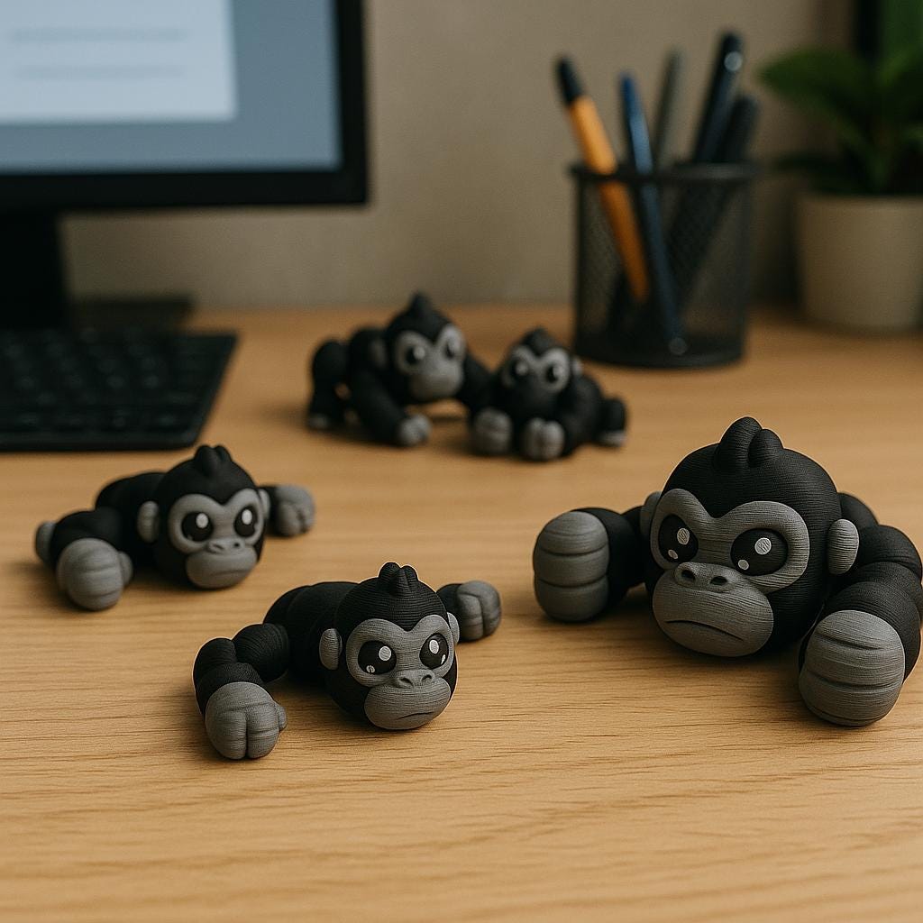 Articulated Gorilla Fidget Toy: 3D Printed Desk Pet Figurine