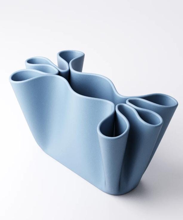 Desk Organizer: Modern Sculptural Pen Holder, Minimalist Blue Office Décor paper crushed fun desk tidy