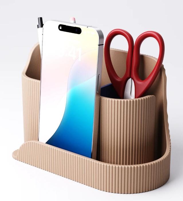 Minimalist Ribbed Desk Organizer: Pen, Phone & Stationery Caddy desk organiser office reception and home office
