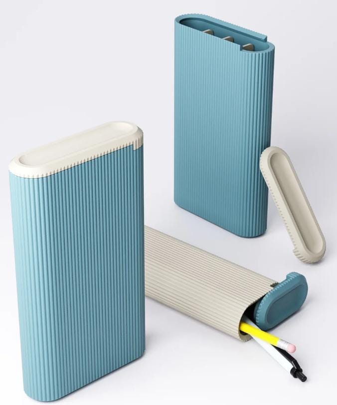 Slim Ribbed Pencil Case: Modern Stationery Storage Box