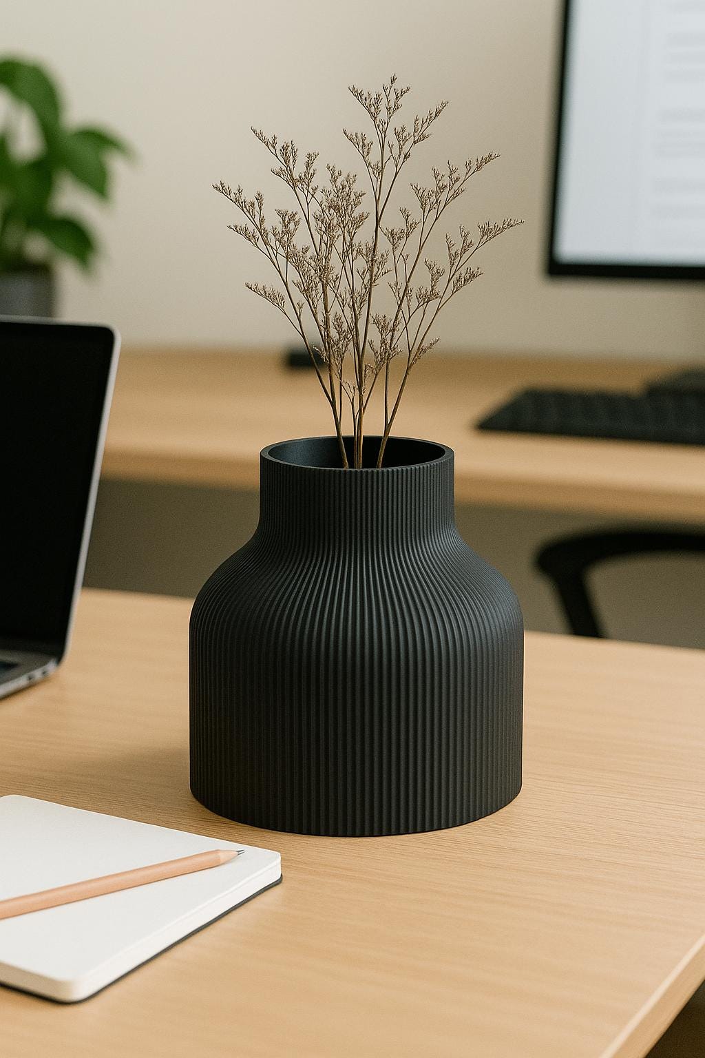 Ribbed Vase: Modern Minimalist Home Décor custom colours and unique table ornament.
