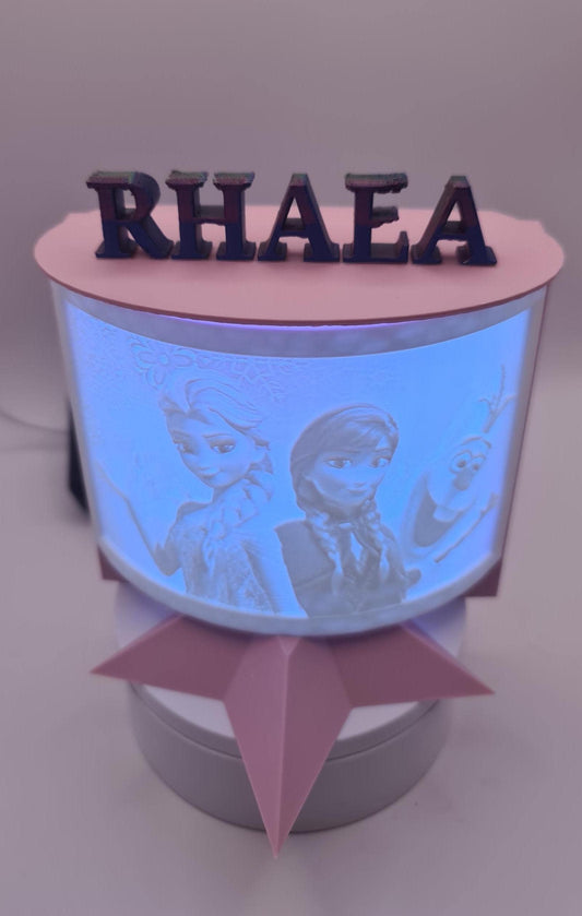 Personalized Frozen Night Light: Custom Name LED Lamp, Color Changing