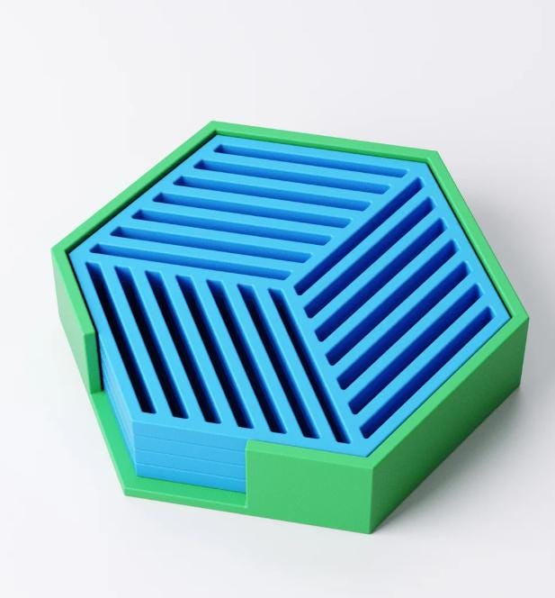 3D Printed Hexagonal Coaster Set: Modern Geometric Drink Coasters