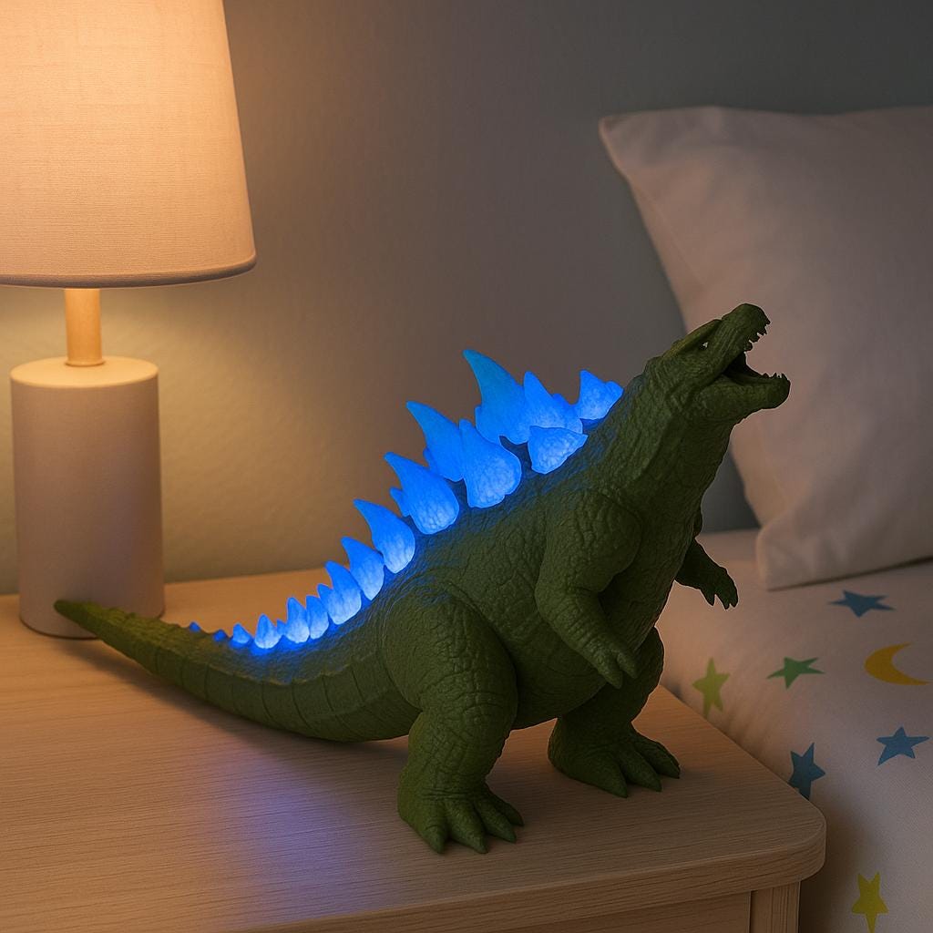 Godzilla Night Light 3D Printed Colour Changing LED Kaiju Lamp with Remote  Monster Movie Desk Décor  Unique Gamer Gift for Him