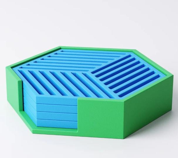 3D Printed Hexagonal Coaster Set: Modern Geometric Drink Coasters