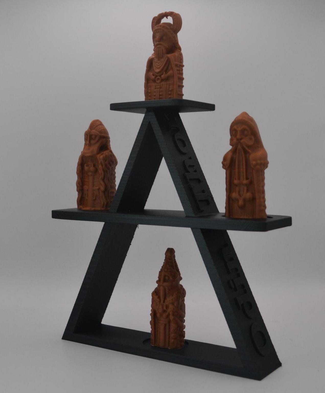 Handmade Norse Viking Display: Custom 3D Printed Figurines & Engraved Shelf