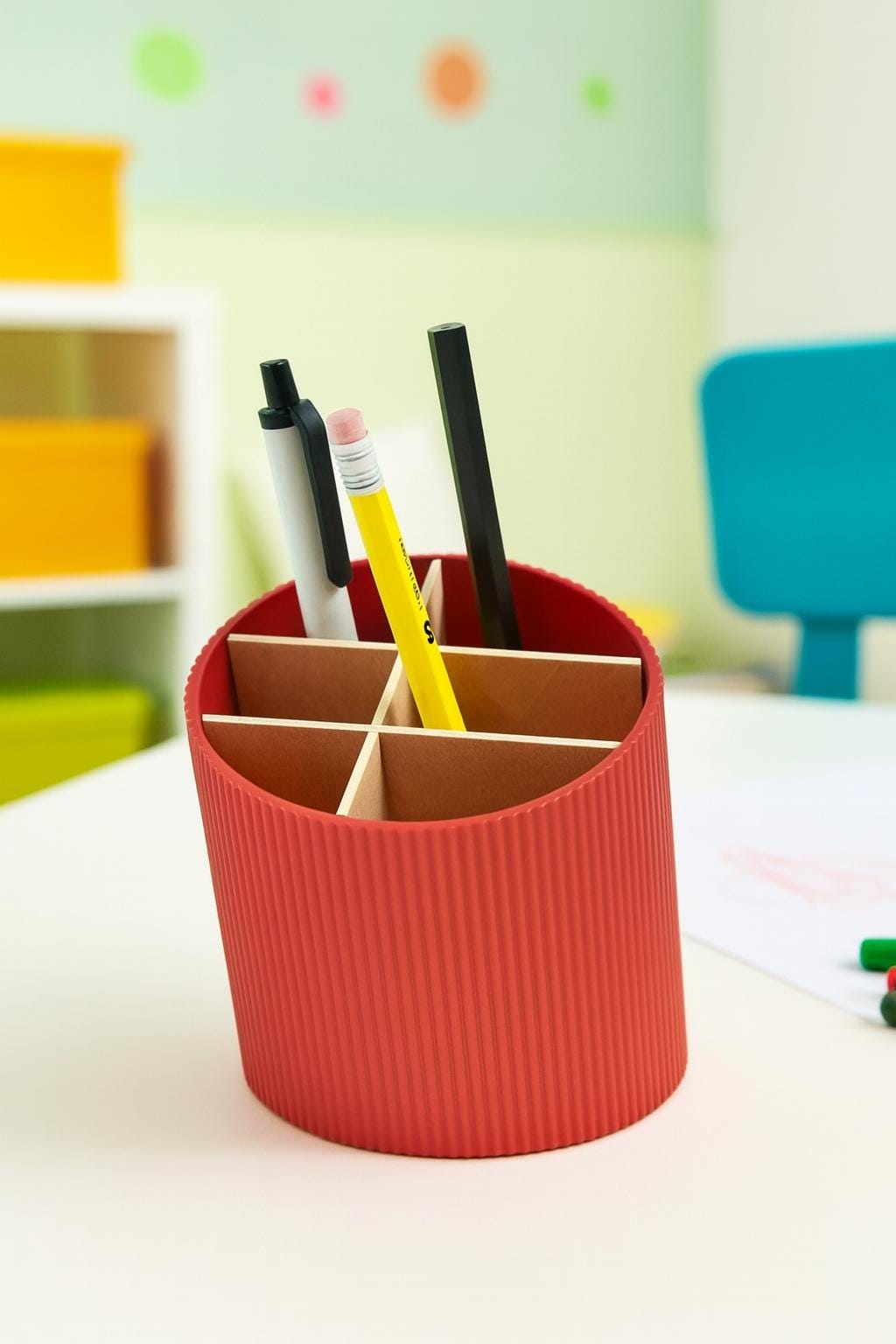 3D Printed Desk Organizer: Colorful Kids Art Supply Caddy