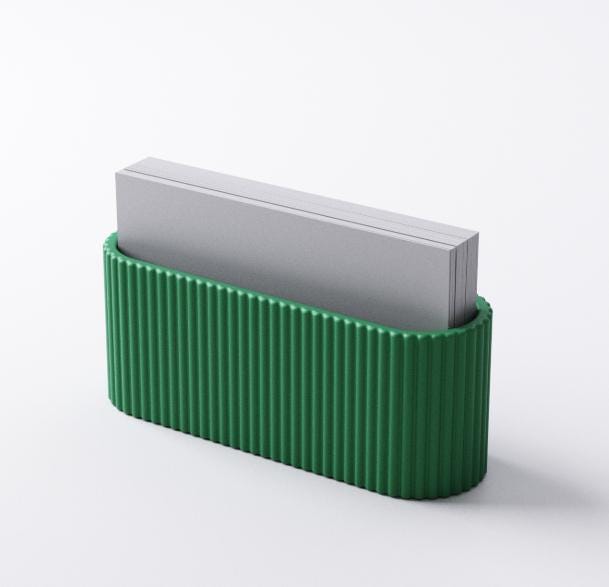 3-Tier Business Card Holder: Modern Ribbed Desk Organizer