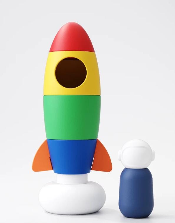 Montessori Rocket Stacking Toy with Spaceman: STEM Learning