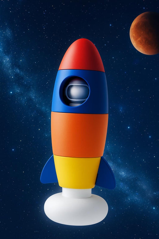 Montessori Rocket Stacking Toy with Spaceman: STEM Learning