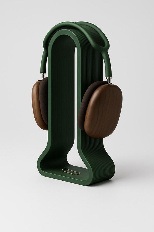 Headphone Stand with Catchall Tray: Desk Organizer for Gamers and catch all tray at the bottom.