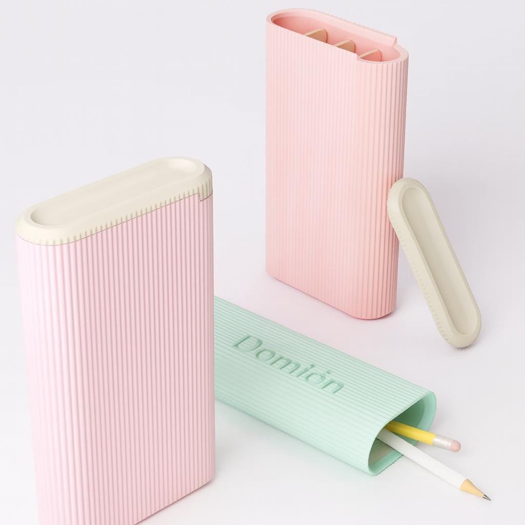 Slim Ribbed Pencil Case: Modern Stationery Storage Box