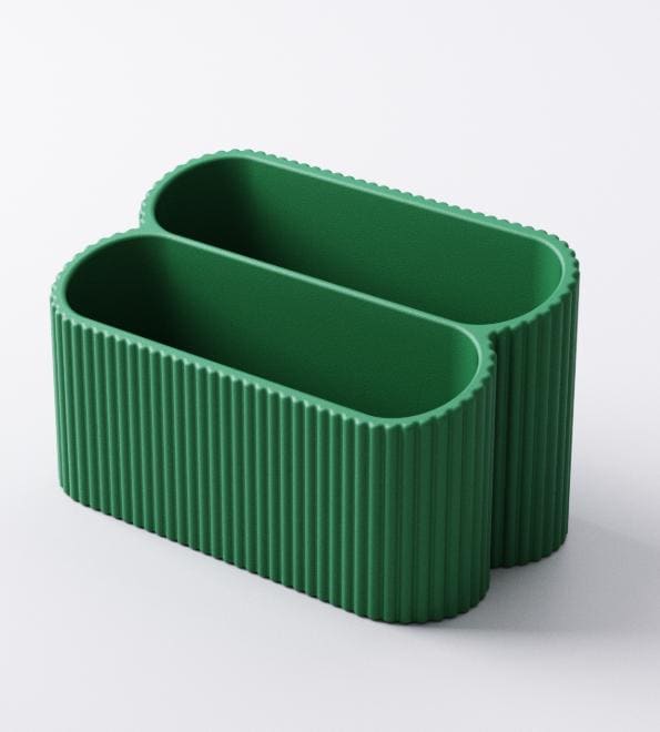 3-Tier Business Card Holder: Modern Ribbed Desk Organizer