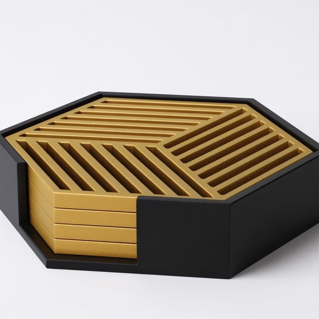 3D Printed Hexagonal Coaster Set: Modern Geometric Drink Coasters