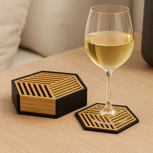 3D Printed Hexagonal Coaster Set: Modern Geometric Drink Coasters
