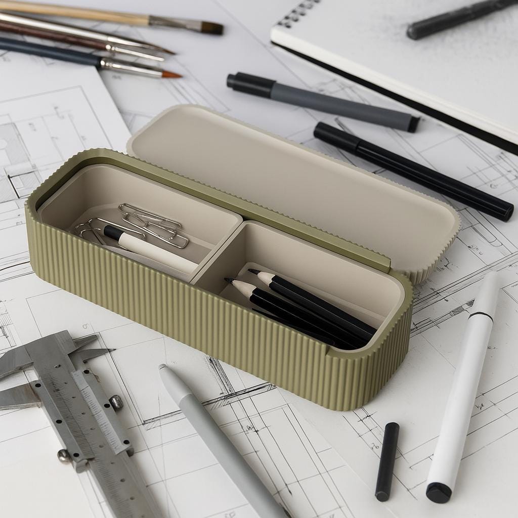 3D Printed Desk Organizer Box: Modern Minimalist Stationery Storage