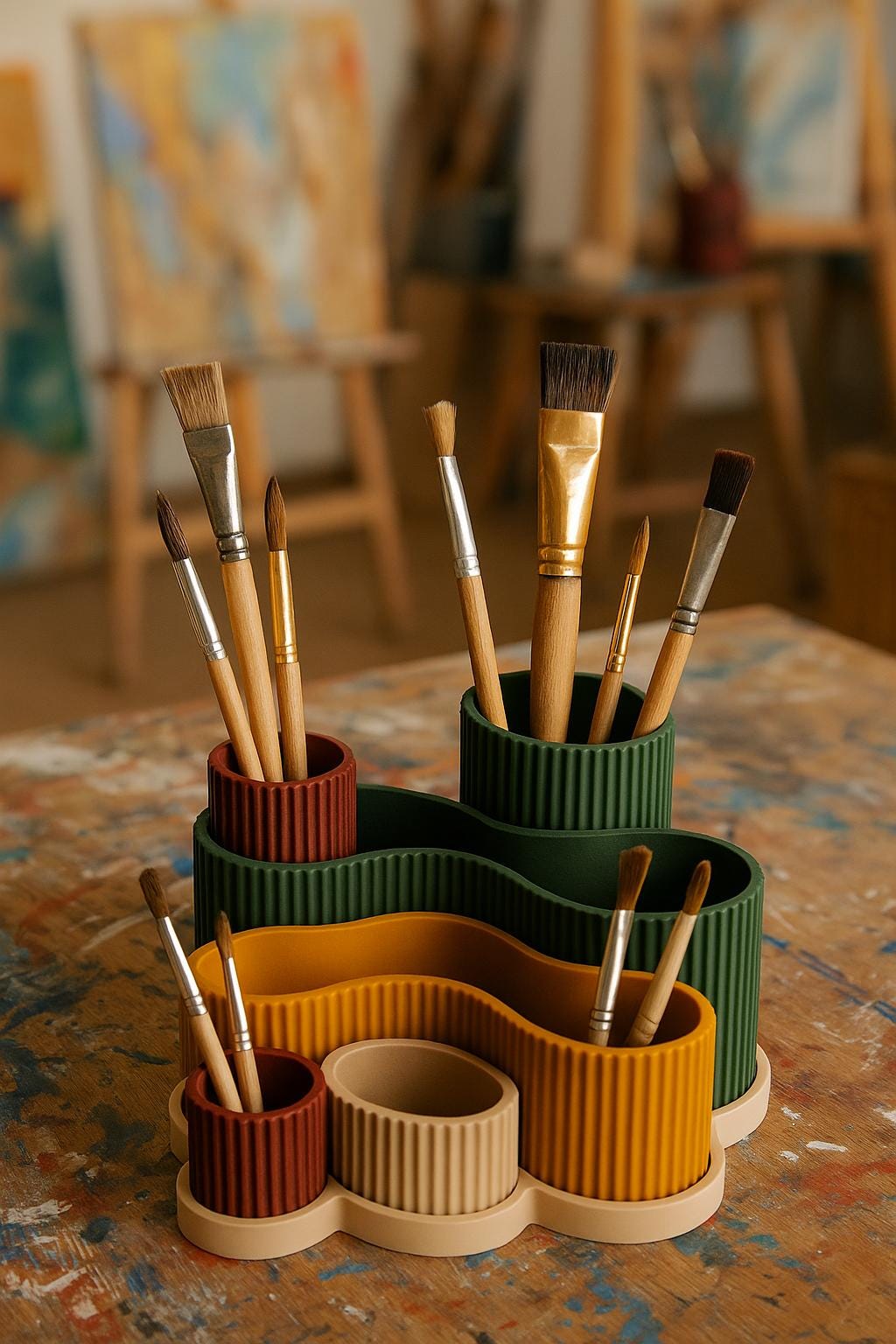 Pastel Desk Organizer: Modern Pen & Makeup Holder desk tidy.