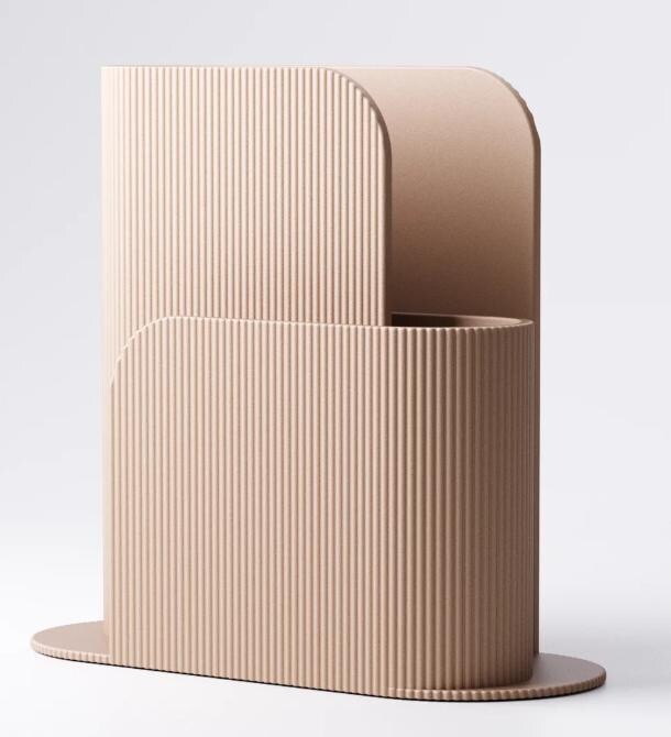 Minimalist Ribbed Desk Organizer 3D Printed Modern File & Notebook duel compartments  organizing notebooks home office and custom name.