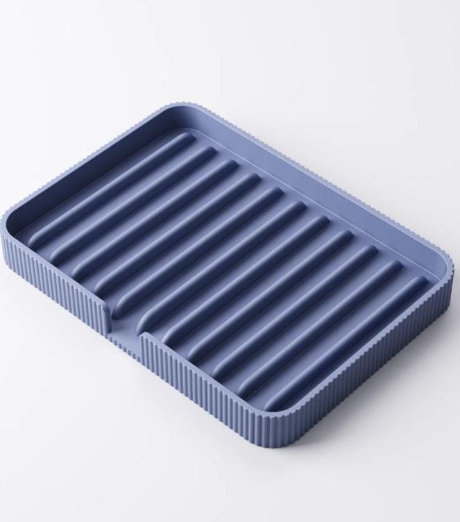 3D Printed Ribbed Sponge Holder: Modern Kitchen Sink Organizer