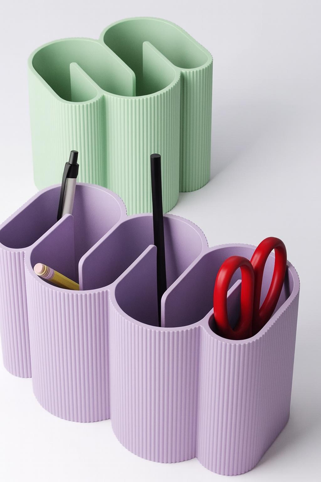 Desk Organizer: Modern Ripple Design, Multi-Compartment Stationery Holder tidy office desk reception