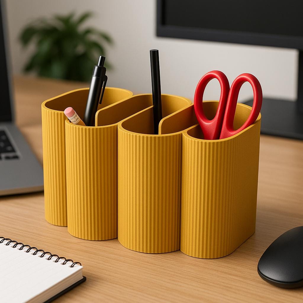 Desk Organizer: Modern Ripple Design, Multi-Compartment Stationery Holder tidy office desk reception