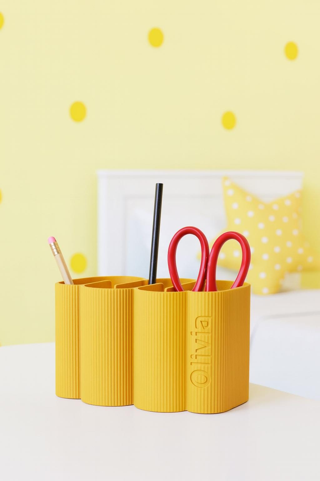 Desk Organizer: Modern Ripple Design, Multi-Compartment Stationery Holder tidy office desk reception