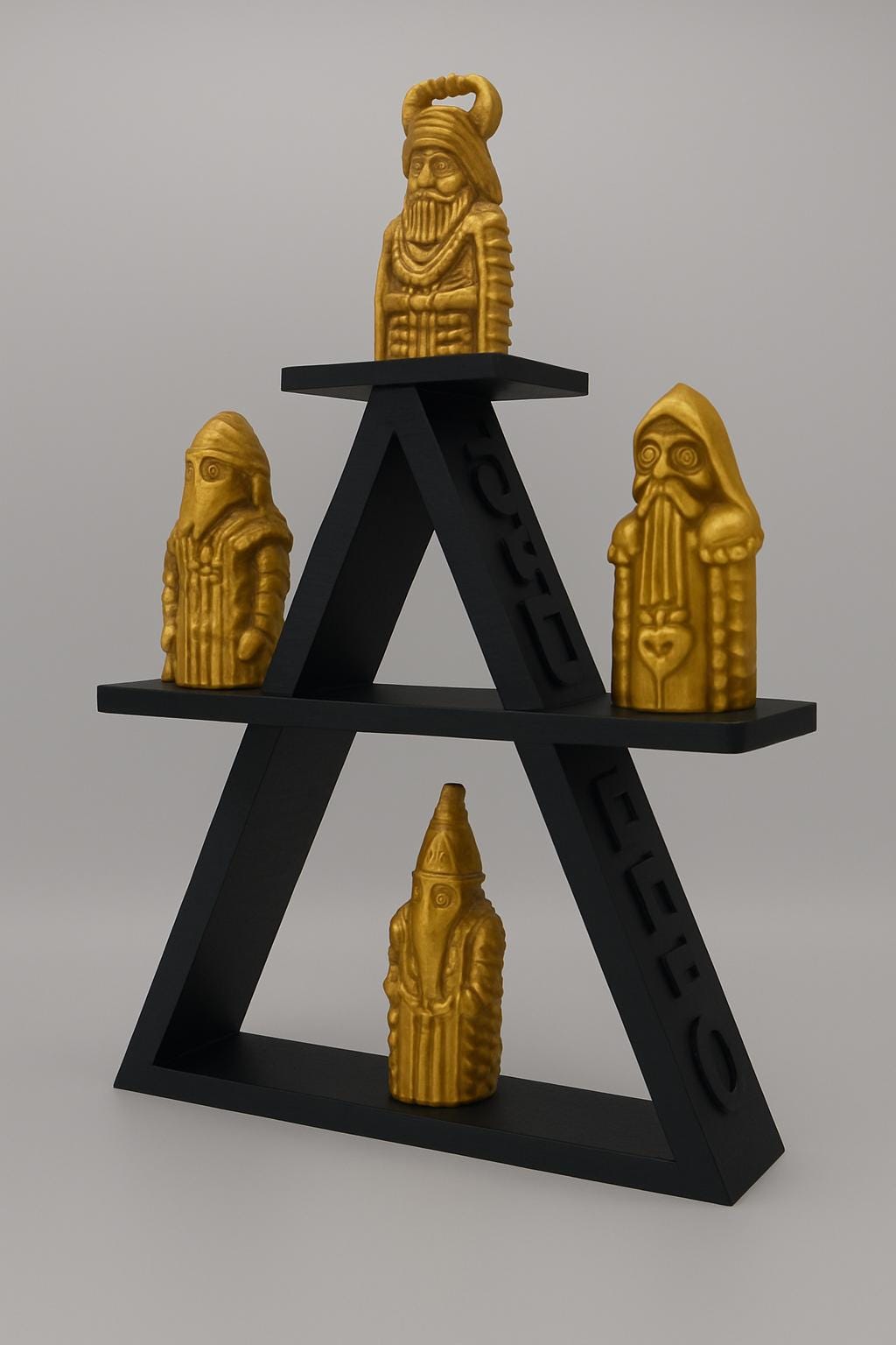 Handmade Norse Viking Display: Custom 3D Printed Figurines & Engraved Shelf