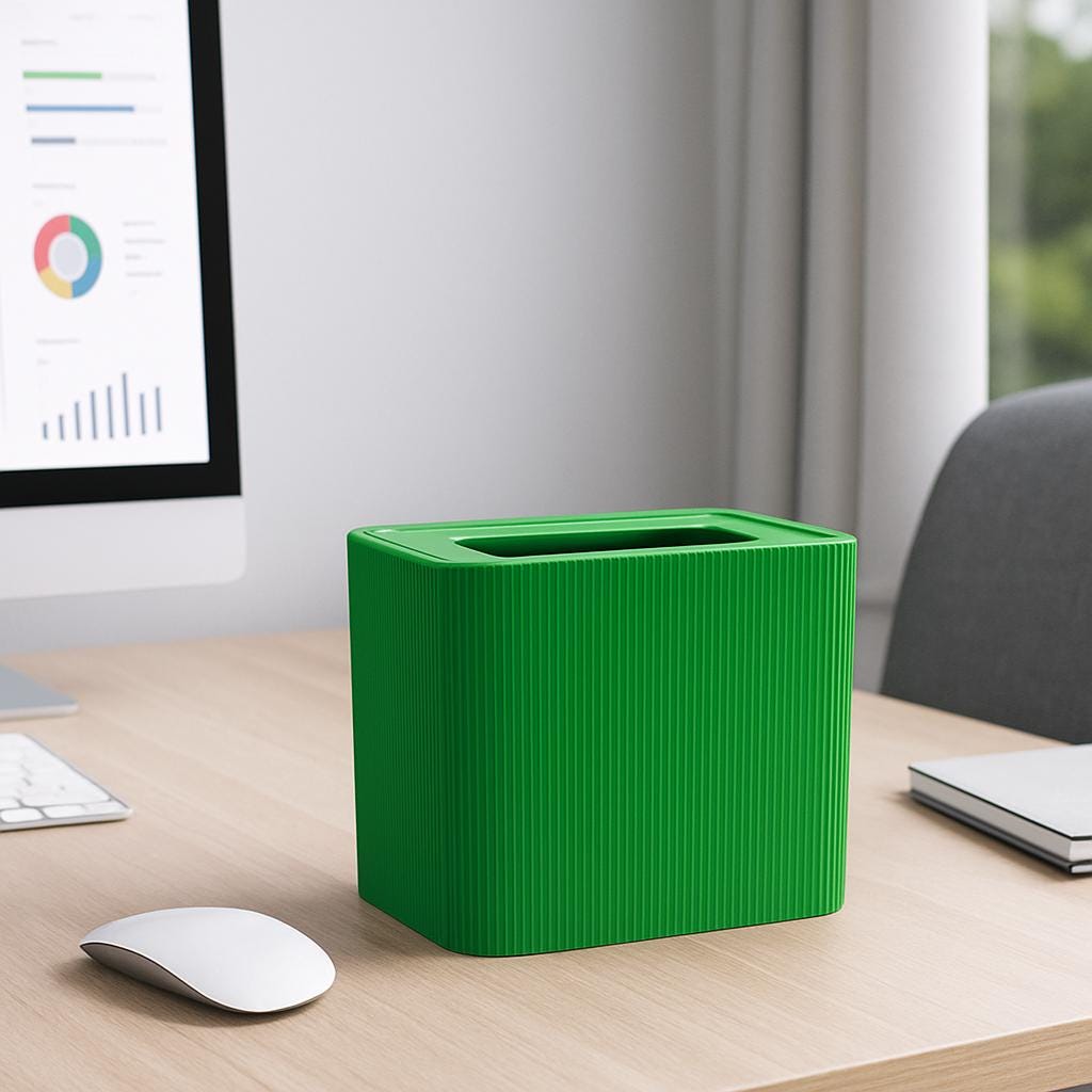 Minimalist Blue Desk Bin: Modern Office Wastebasket