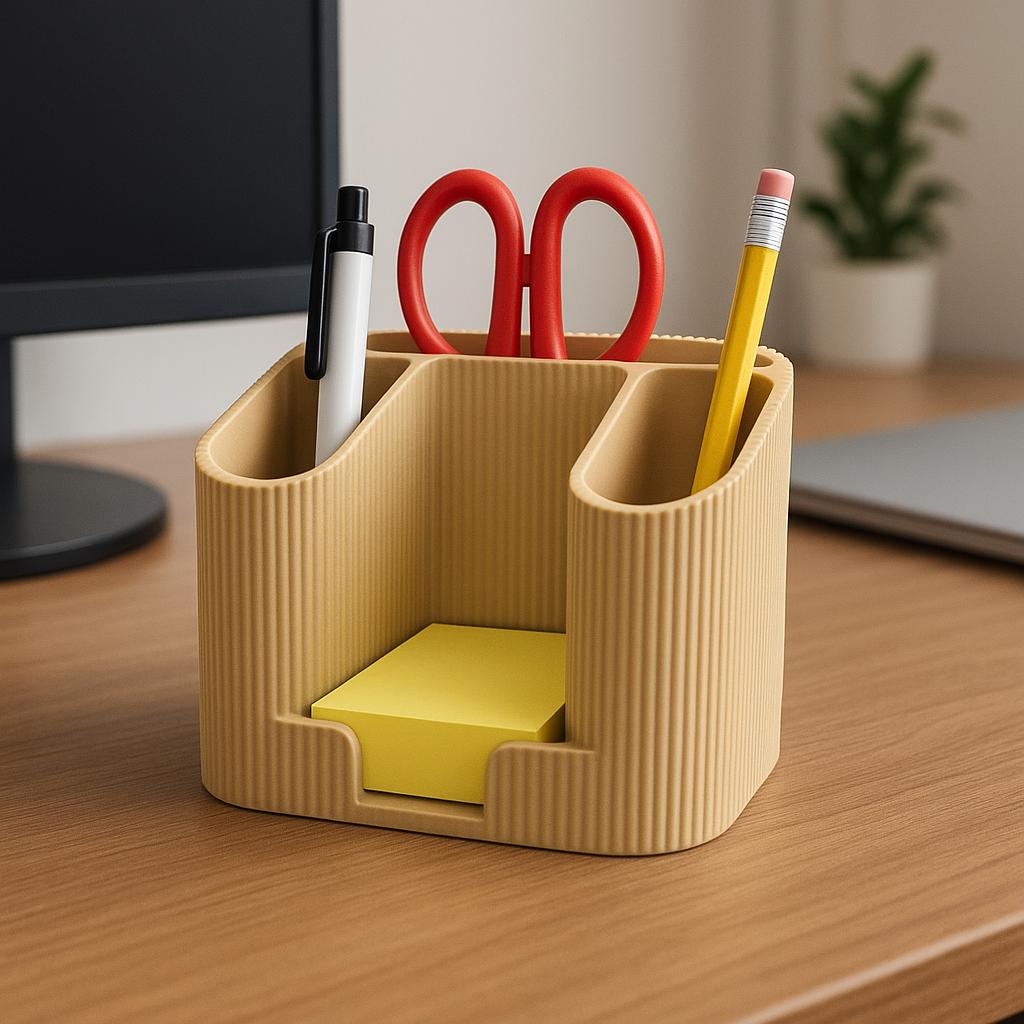Minimalist Desk Organizer | Modern Stationery Holder | 3D Printed Pen & Note Caddy