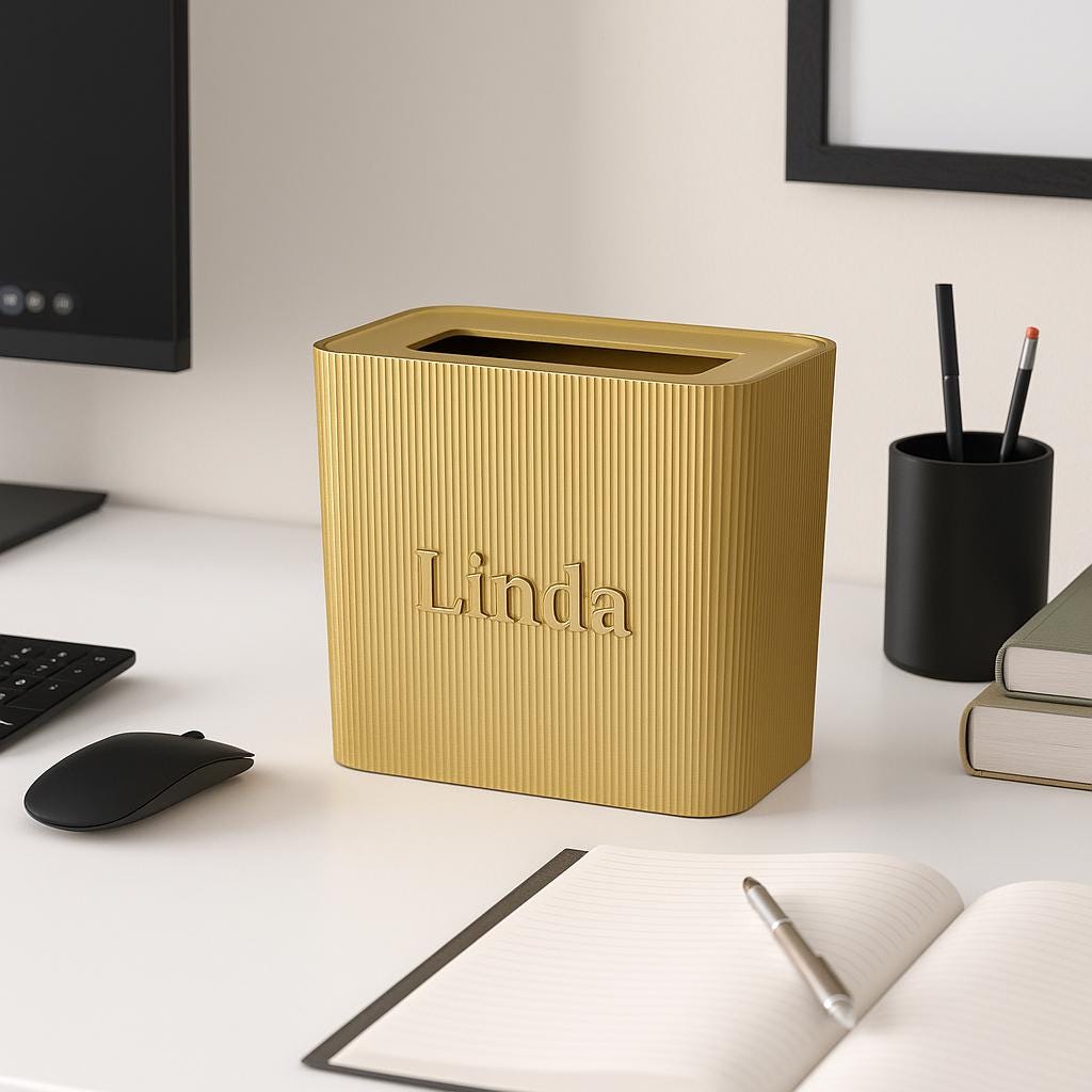 Minimalist Blue Desk Bin: Modern Office Wastebasket