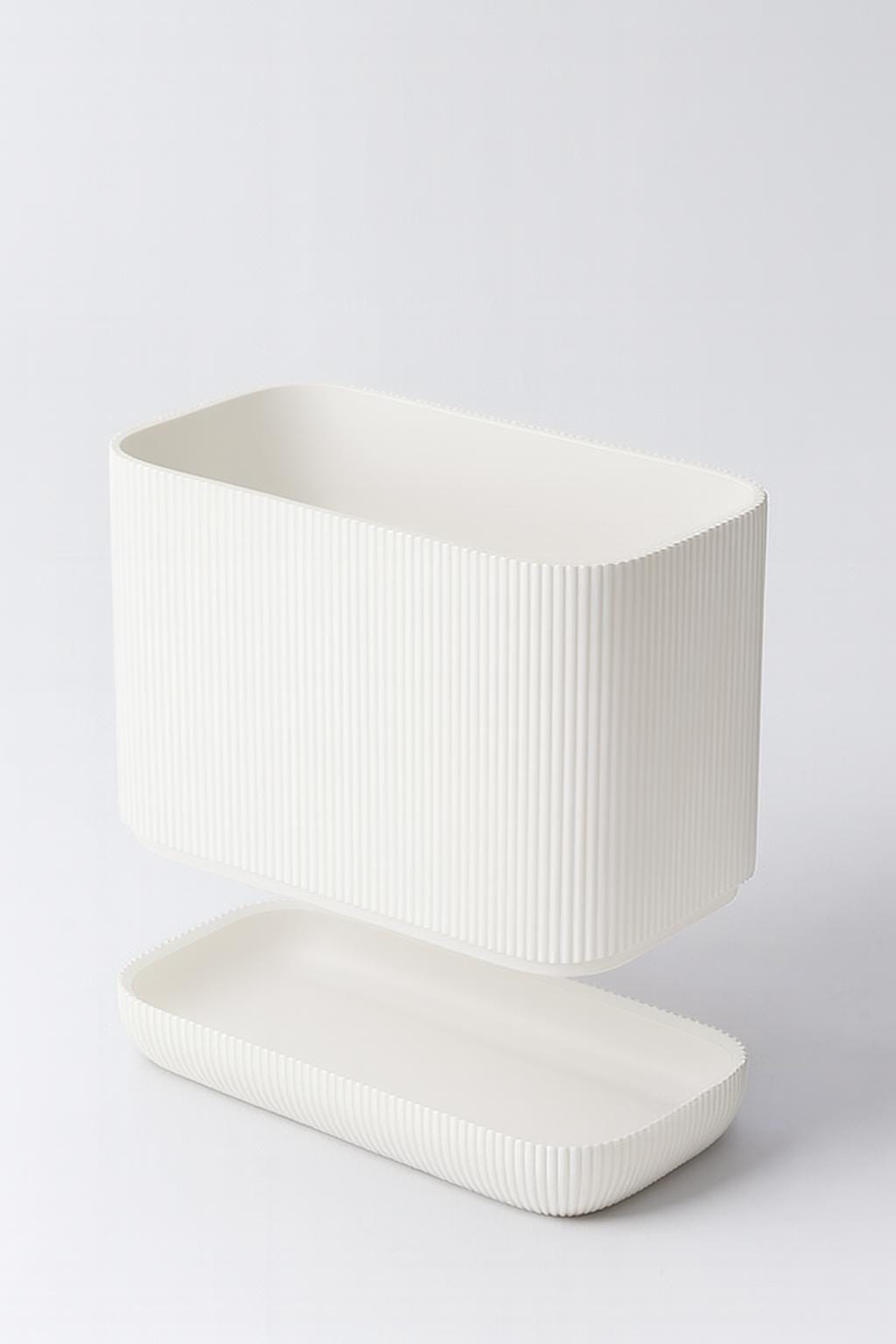 Ribbed Bathroom Storage Holder: Minimalist Countertop Organizer shower gel soap shaving foam tooth paste.