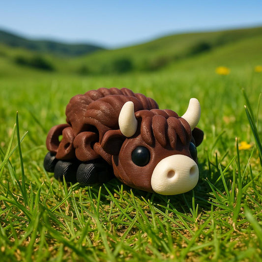 Articulated Highland Cow Fidget Toy: 3D Printed Scottish Gift