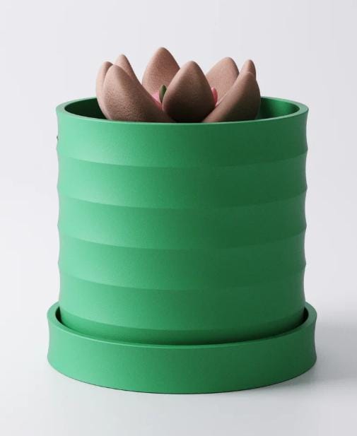 Scalloped Planter Set with Drip Trays (3 Sizes Included) – Modern Minimalist Plant Pot.