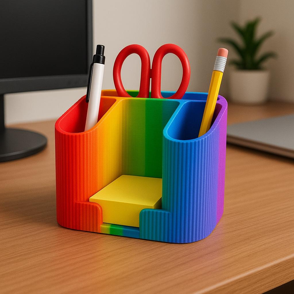 Minimalist Desk Organizer | Modern Stationery Holder | 3D Printed Pen & Note Caddy