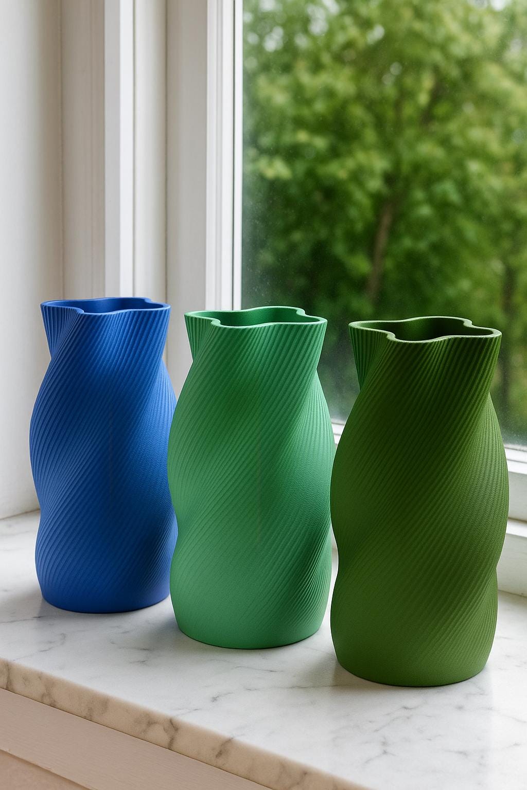 3D Printed Ribbed Vase: Modern Minimalist Home Decor