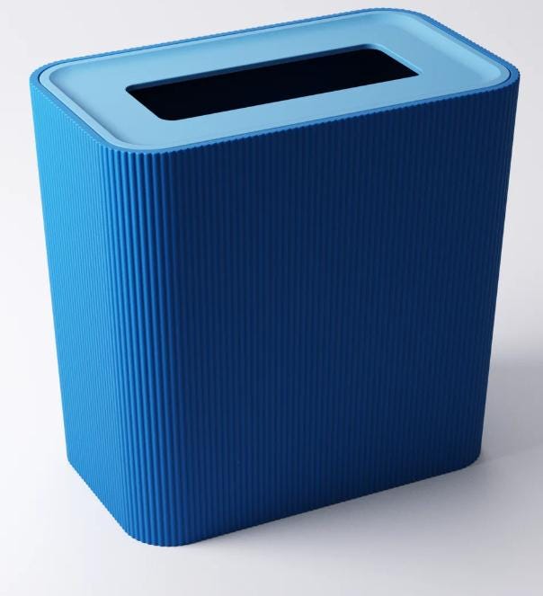 Minimalist Blue Desk Bin: Modern Office Wastebasket