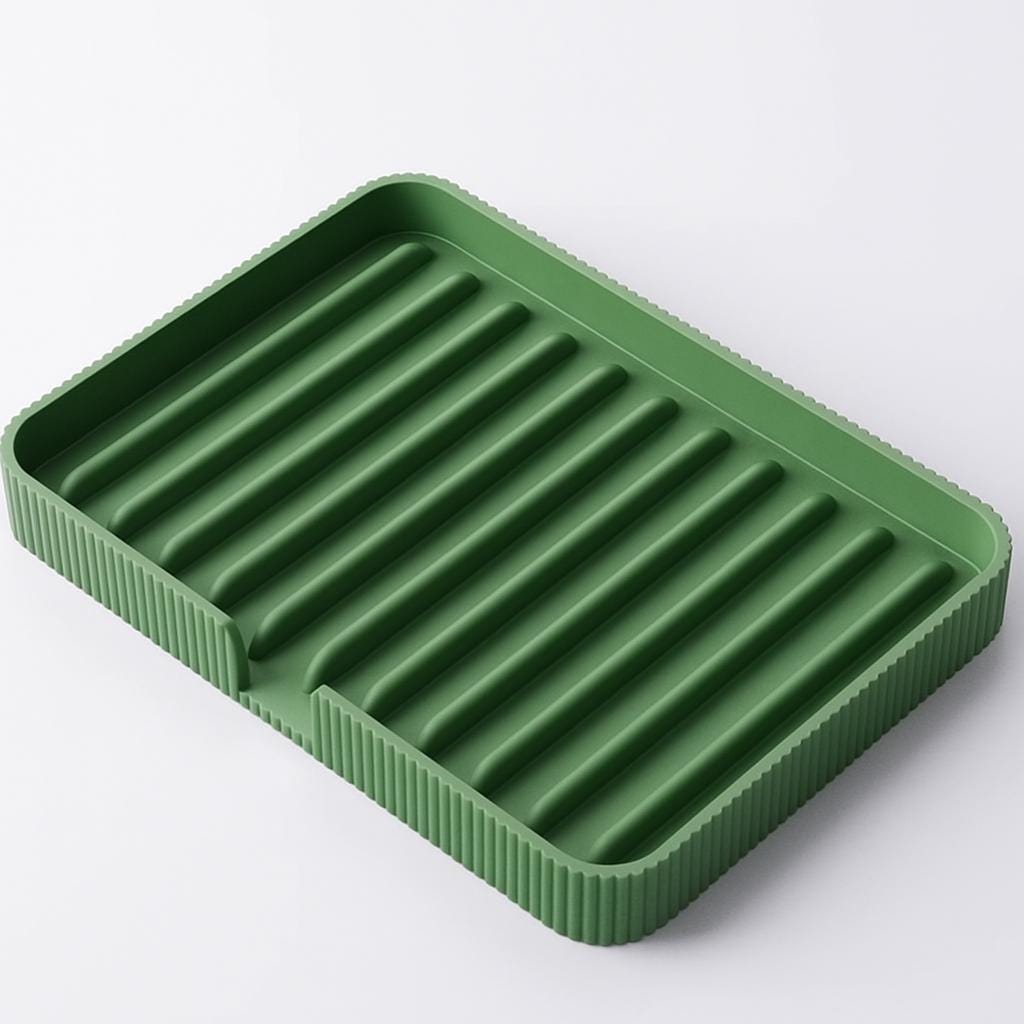 3D Printed Ribbed Sponge Holder: Modern Kitchen Sink Organizer