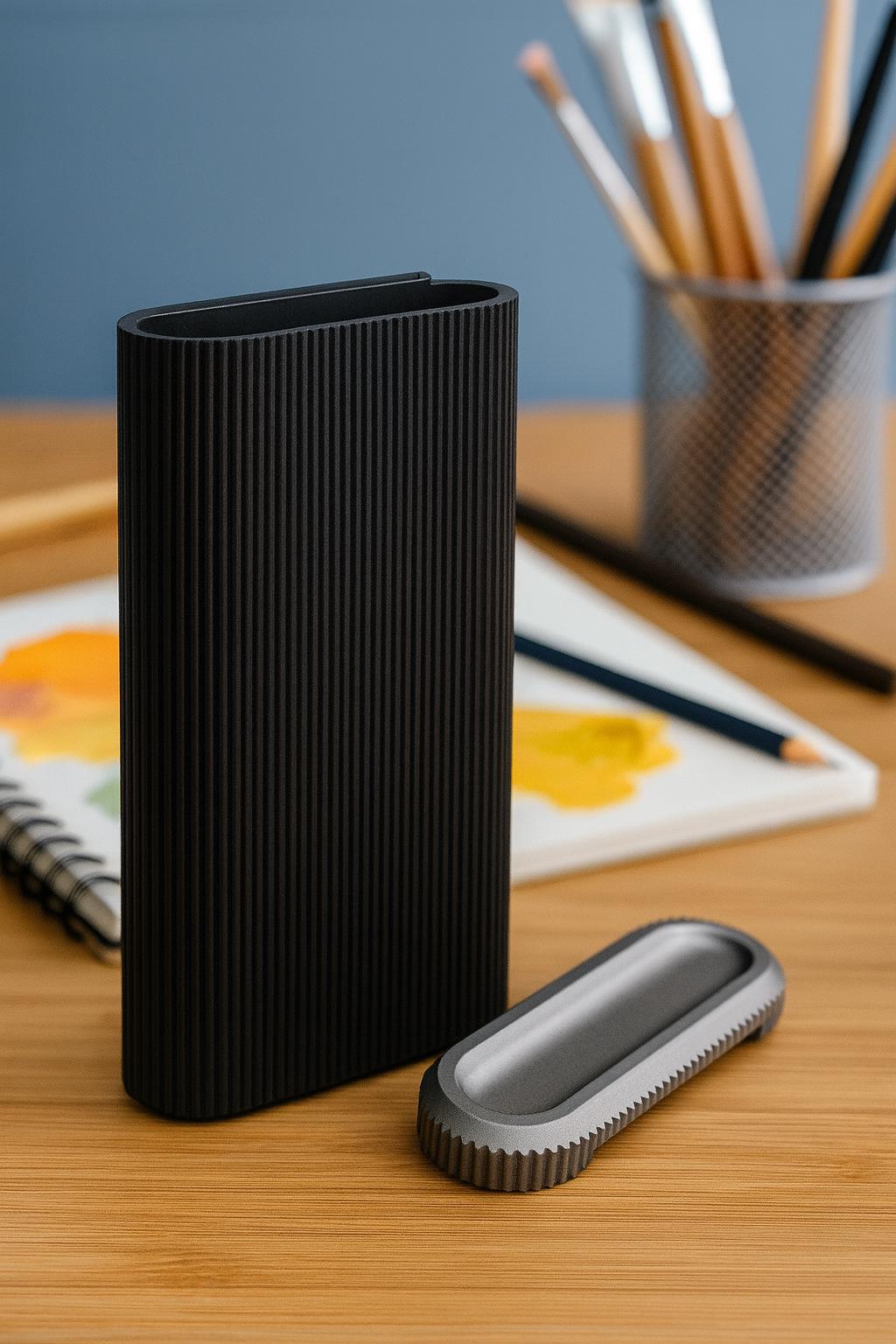 Slim Ribbed Pencil Case: Modern Stationery Storage Box