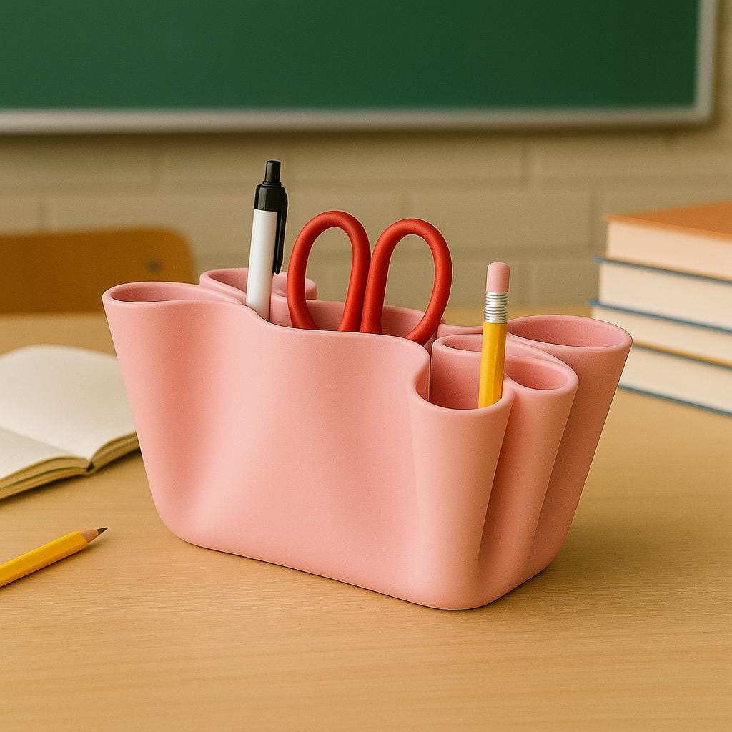 Desk Organizer: Modern Sculptural Pen Holder, Minimalist Blue Office Décor paper crushed fun desk tidy