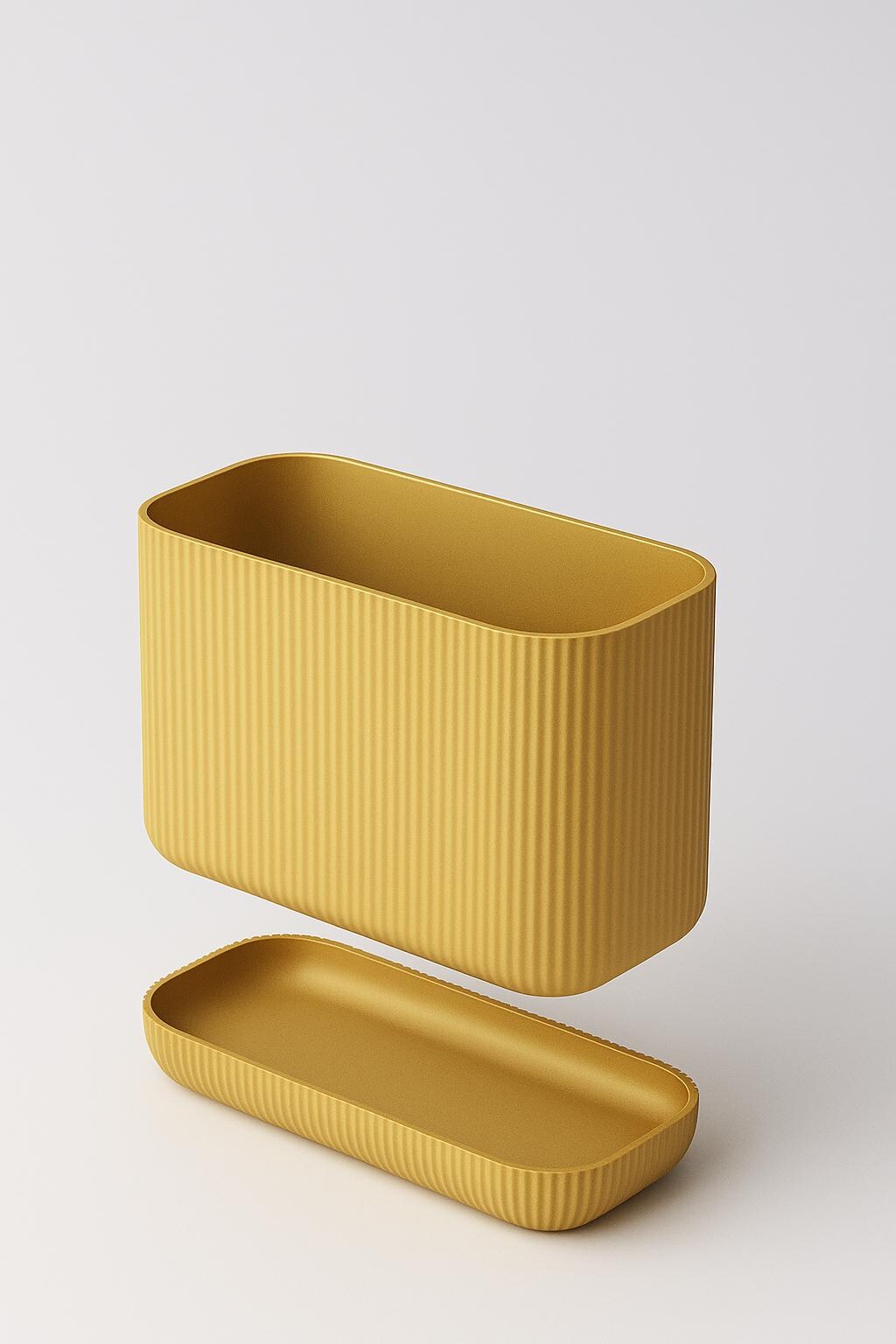 Ribbed Bathroom Storage Holder: Minimalist Countertop Organizer shower gel soap shaving foam tooth paste.